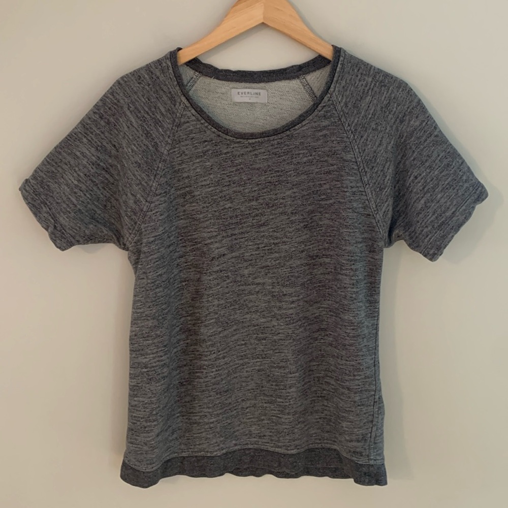 Everlane Short Sleeve Crew Neck Sweatshirt Heather Grey Medium Athleisure Lounge